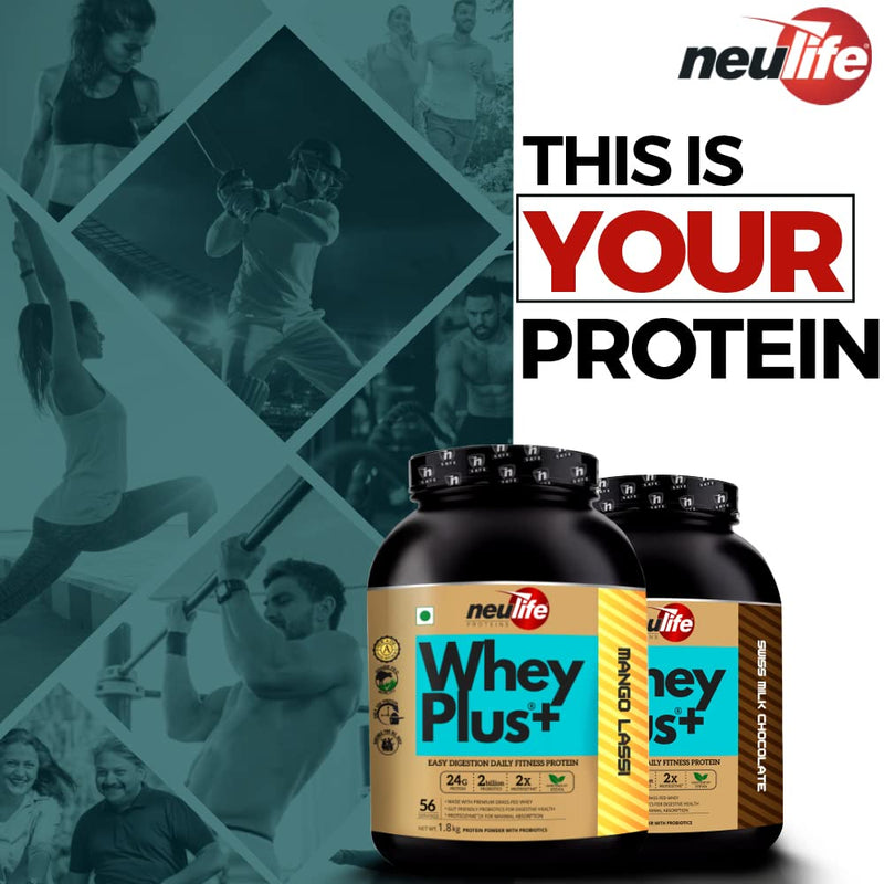 Neulife WHEYPLUS® Gut-friendly Grass-Fed Whey Protein Isolate Blend with Probiotics & Proteozymes 4lbs (Vanilla Lassi)