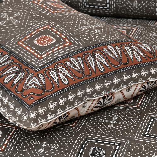 Pure Cotton Katha Art Double Bed Sheet with 2Pillow Covers (Gray)