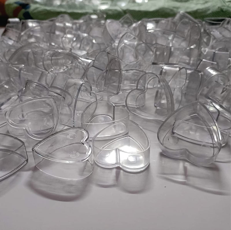 Ukiyo International - Transparent Clear Heart Shape Tealight Cups for Candle Making Resin Art & Craft DIY (100 Piece)