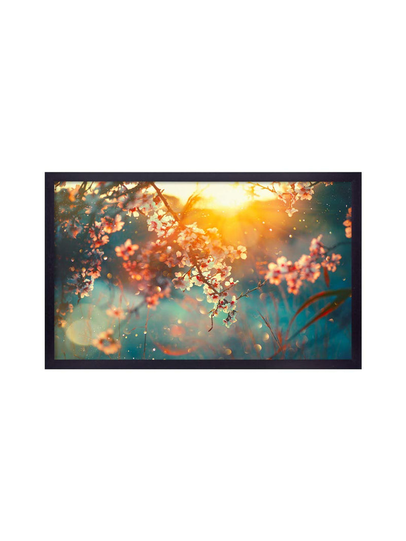 999STORE Fiber paintings for living room wall painting scenery for wall with frames cherry blossom wall painting (Canvas 35X22 Black) BLFLP24360015