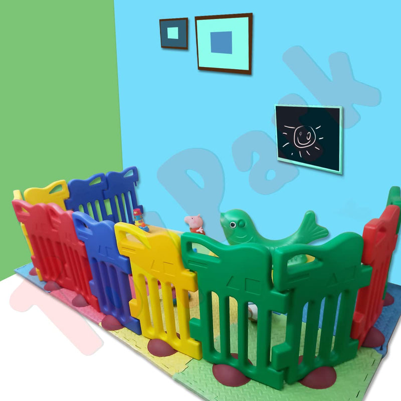 Toy Park Baby Playpen Kids Activity Centre Safe & Spacious Play Yard Home Indoor Outdoor, Happy Game Enclosure Ball Pool Area for Toddlers (Multicolour, 12 Panel Set)