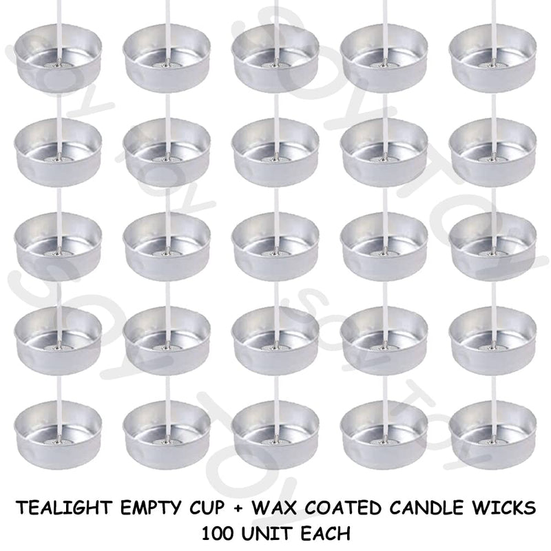 SOY TOY Tealight Aluminium Empty Collar 300 Cups + 300 Units Cotton Wicks for DIY Tealight Candles |Candle Containers for Tealight Candle Making | |Party, Wedding (Pack of 3)