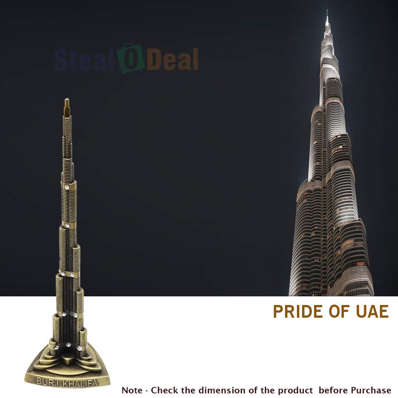 Stealodeal Brass Burj Khalifa UAE Souvenir Decorative Showpiece, 18.5cm, Copper, 1 Piece