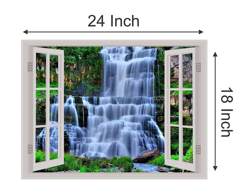 DreamKraft Natural Water Fall Window Illution Wall Sticker (PVC Vinyl, 61Cm X 46 Cm) _PCWI41