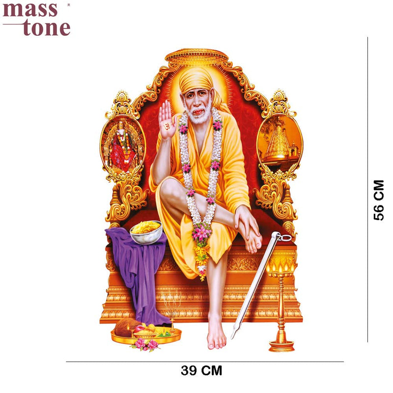 Masstone PVC Vinyl Shirdi Sai Baba Wall Sticker, 39x56 CM - Pack of 1