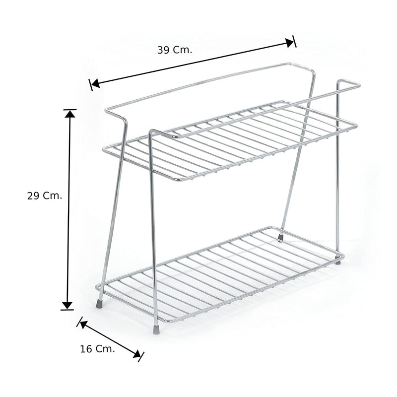 12FOR COLLECTION Stainless Steel Spice 2-Tier Trolley Container Kitchen Organizer for Boxes Utensils Dishes Plates for Home (multipurpose Kitchen storage Shelf shelves holder Stand, Tiered Shelf