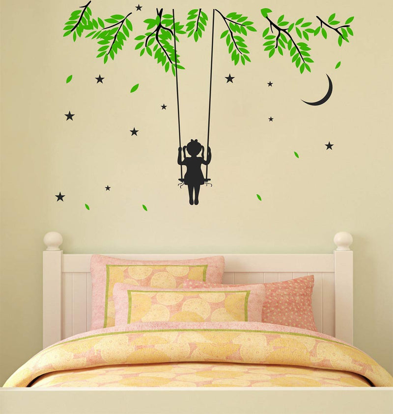 Tuffuk Little Girl Multi Extra Large PVC Vinyl Wallsticker for Home Decorations (120 cm x 80 cm)6TZ002