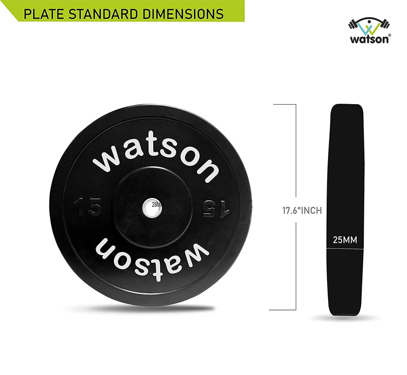 WATSON Weight plates, Bumper Plates, Rubber & Metal Bush, Gym Plates, Weight Lifting Plates (Black- 50Kg Set(2.5Kgx4, 5Kgx4, 10Kgx2))