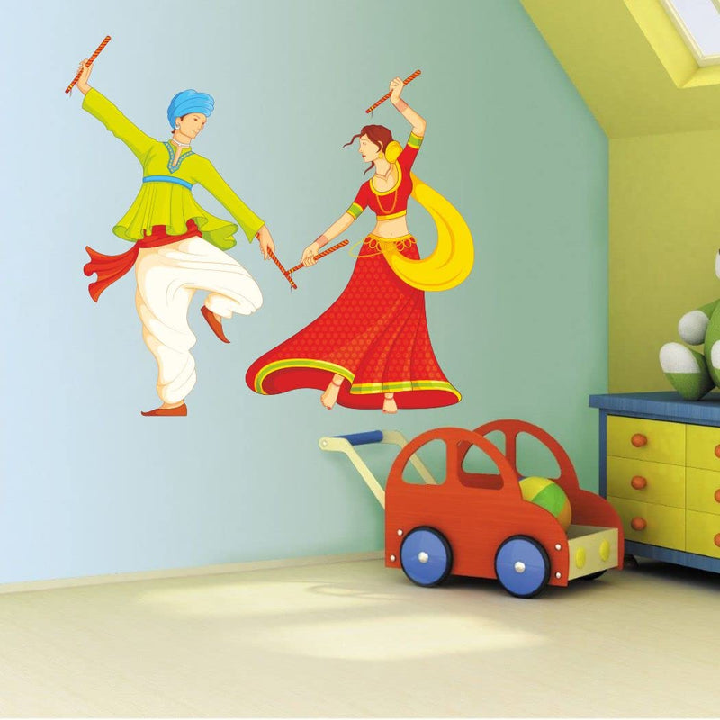 Delight Art Garba (Navratri dandiya) Design Wall Sticker Size - (57 * 53) cm Model id - (DAMC00634L)