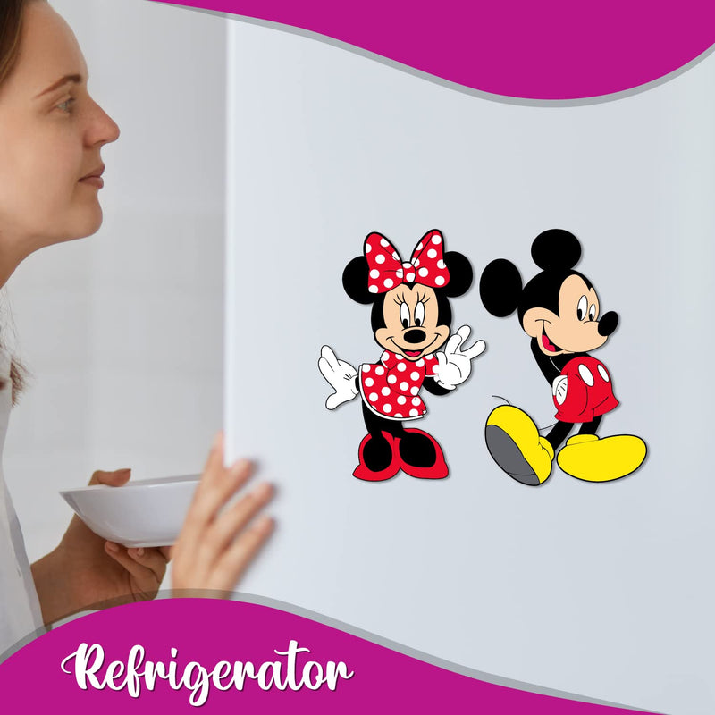 Bhai Please Mickey and Minnie Wooden Fridge Magnet (Pack of 1) Fun Comic Character Gift and Decoration