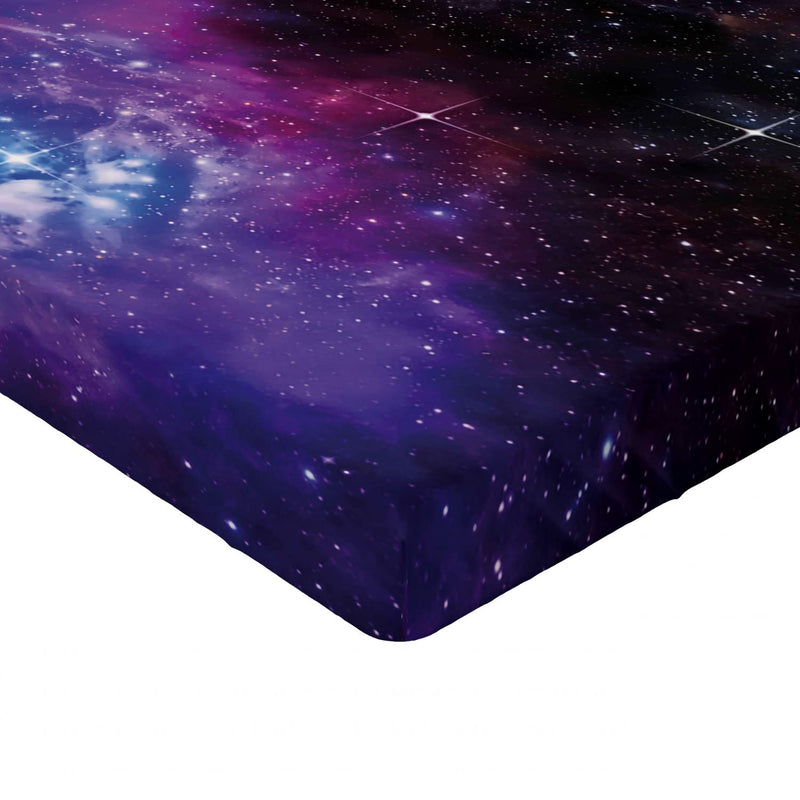 Ambesonne Space Fitted Sheet, Nebula Dark Galaxy Luminous Stars and Cosmic Rays Astronomy Explore Theme, Bed Cover with All-Round Elastic Deep Pocket for Comfort, King Size, Purple Blue