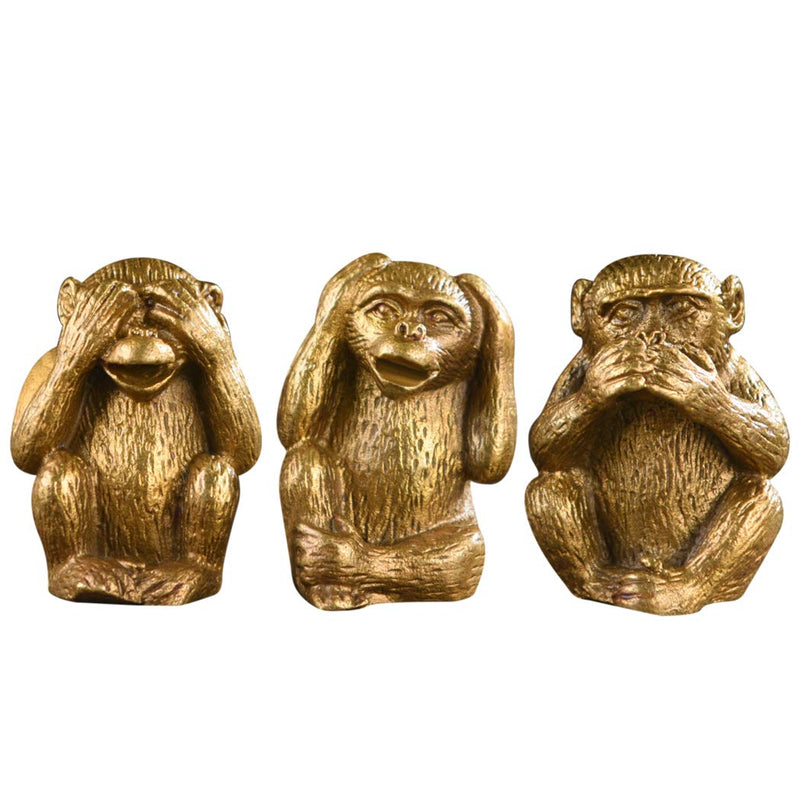 BRABUD Brass Statue Three Monkeys See No Speak No Hear No Evil Home Office Desk Decor Gift TQZDBS003