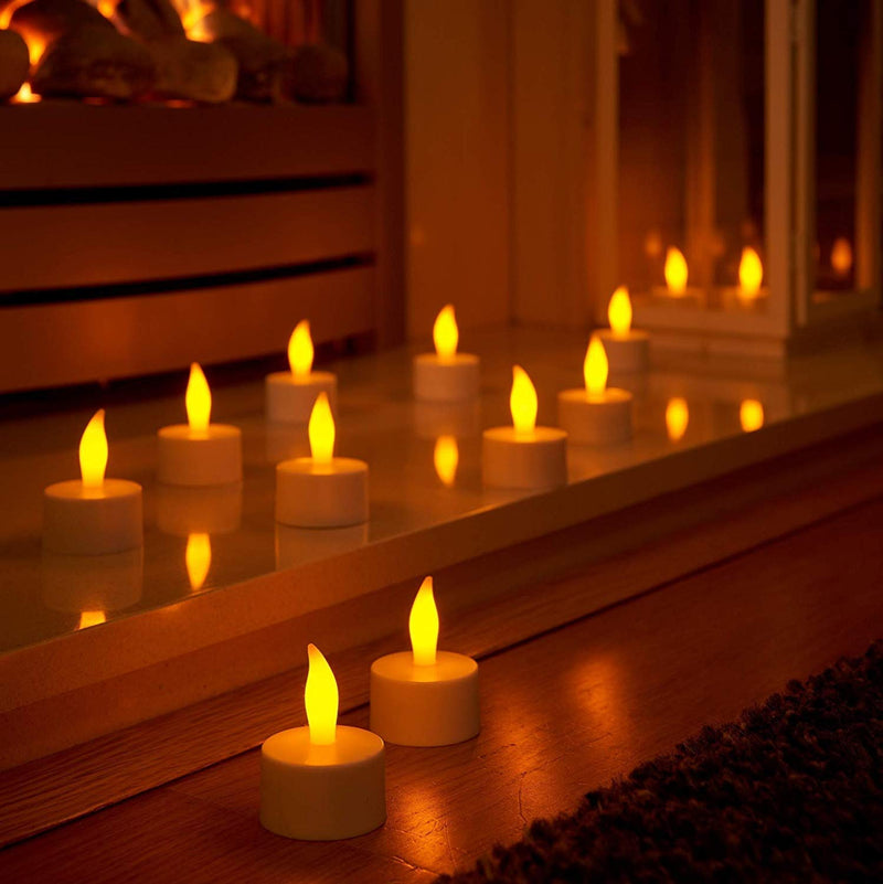 Surat Dream Set of 24 Flameless LED Candles Diya Diwali Lights for Home Decorations (Yellow)