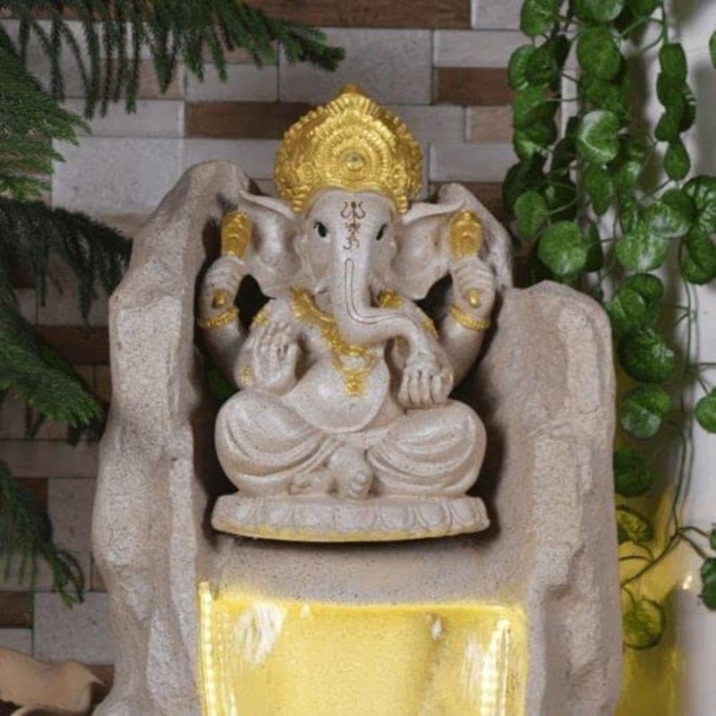 Shawshank Water Fountain 2.5ft Pahad Ganesh Water Fountain Indoo Fountain for Home Office Living Room Dcor with LED Lights and Water Pump Set