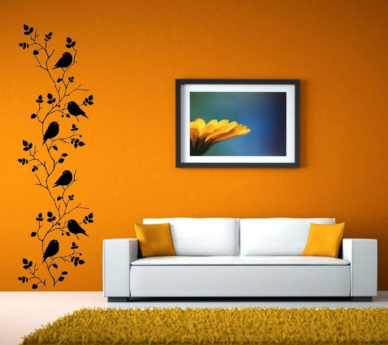 Walltech Combo of 4 Wall Sticker Bird Vine-(120 x 35 cms) | Cute bal Krishna makhan chor-(60 x 40 cms) | Beach with Sunset-(55 x 60 cms) | Bird House on a Branch-(90 x 75 cms) - Material Vinyl