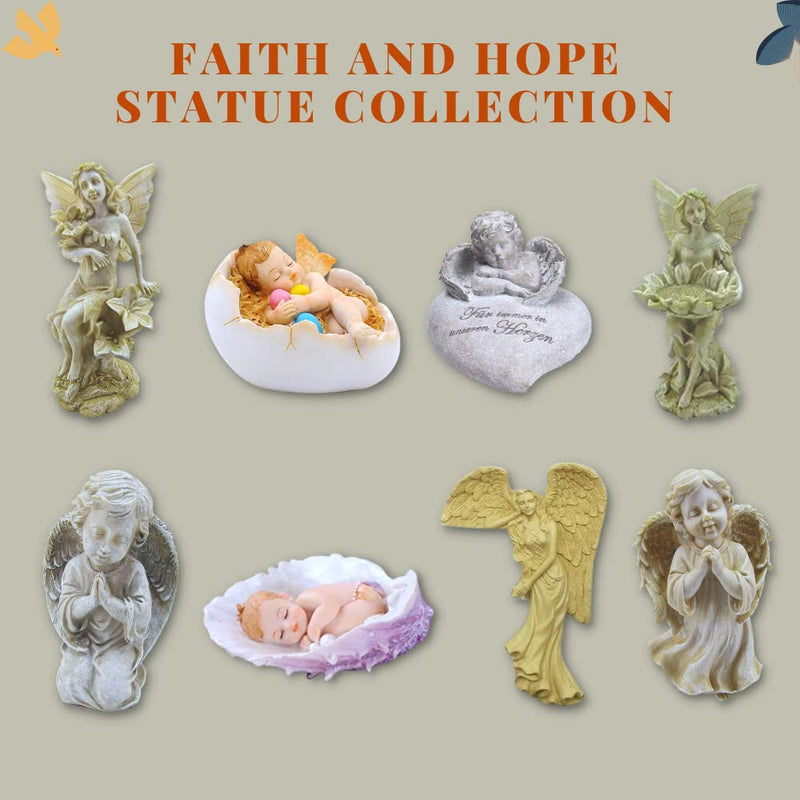 Comfy Hour Faith and Hope Collection Resin 12" Peaceful Cherub Praying Angel Figurine, Gray