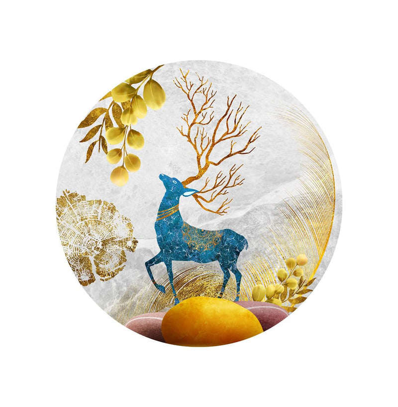 Merical Deer in Circle Left| Size 48 X 48Cms | Wall Stickers for Home, Hall, Bedroom, Kitchen and Living Room