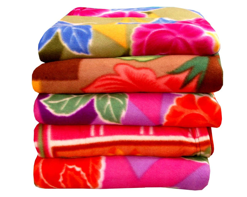 Kritarth Handicrafts Polo Plain Fleece Double Bed Blanket -Set of 5 (Multicolour, Standard Size 90 * 85 inch)