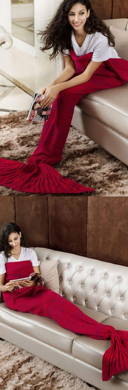 Grab Classy Wool Mermaid Large Blanket (Red, Large)