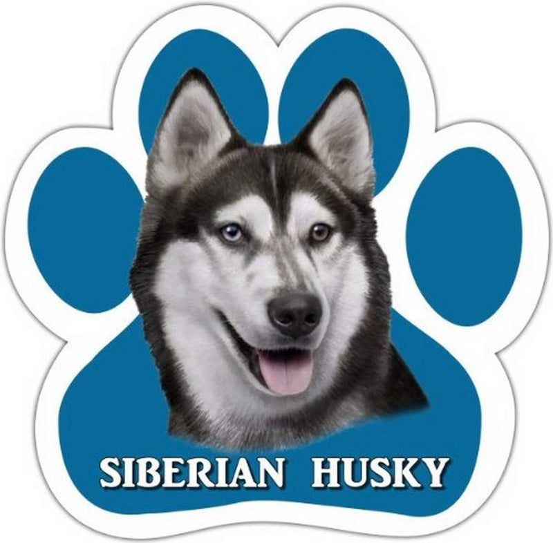 Siberian Husky Car Magnet with Unique Paw Shaped Design Measures 5.2 by 5.2 Inches Covered in UV Gloss for Weather Protection