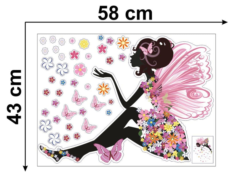 Delight Art Happy Walls Fairy with Butterflies Design Wall Sticker Size - ( 75*56 ) cm Model id - ( DAMC00611L )