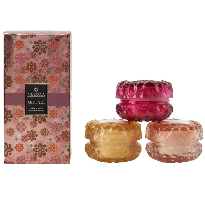 VEEDAA Crystal Glass Trio Candles Gift Set (Style 1)