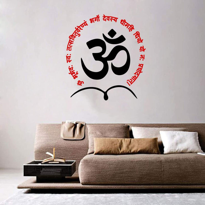 Asmi Collections Gayatri Mantra and Om Wall Sticker