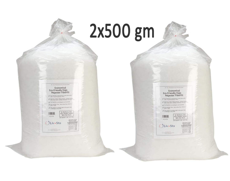 Livasto Polyester Cotton Blend Stuffing Fiber Filling Material Pillows White Colour (1kg=2X500gm)