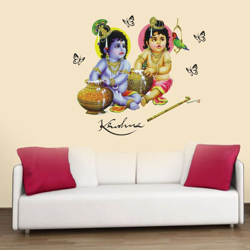 Delight Art Little Shree Krishna Design Wall Sticker Size - (60 * 55) cm Model id - (DAMC00586L)