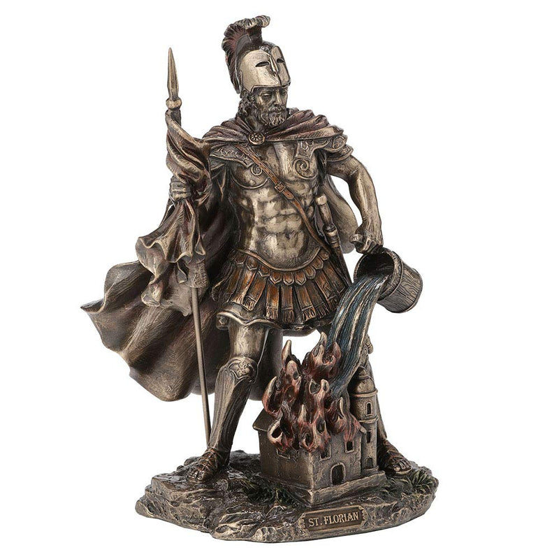 Veronese Design 9 Inch Saint Florian Patron Saint of Firefighters Antique Bronze Finish Christian Holy Roman Greek Statue