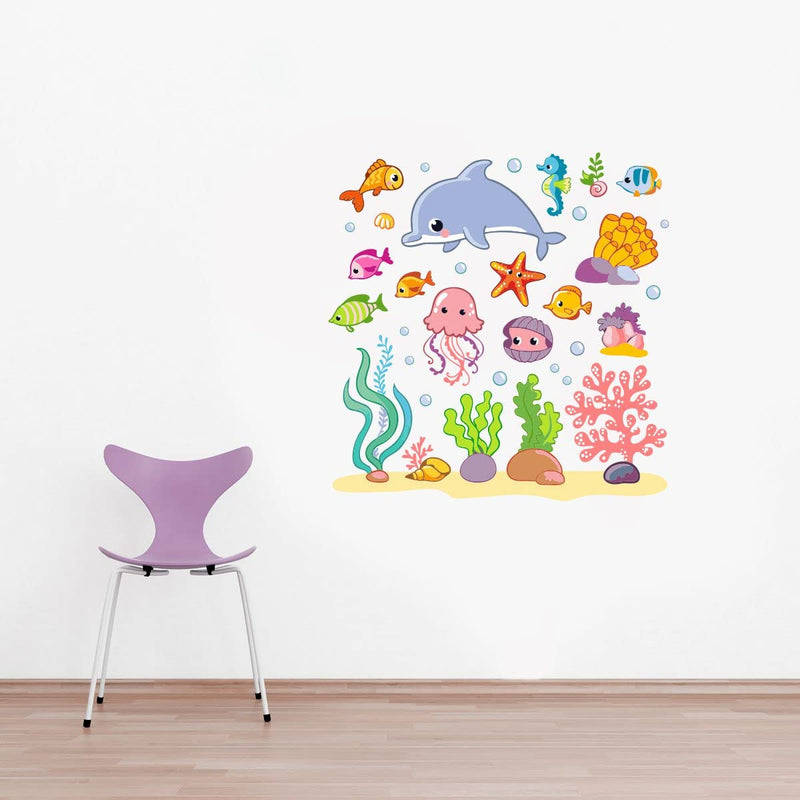 Decor Kraft Sea Animals Wall Sticker & Decal,Size- 38 Cm X 40 Cm,Animals