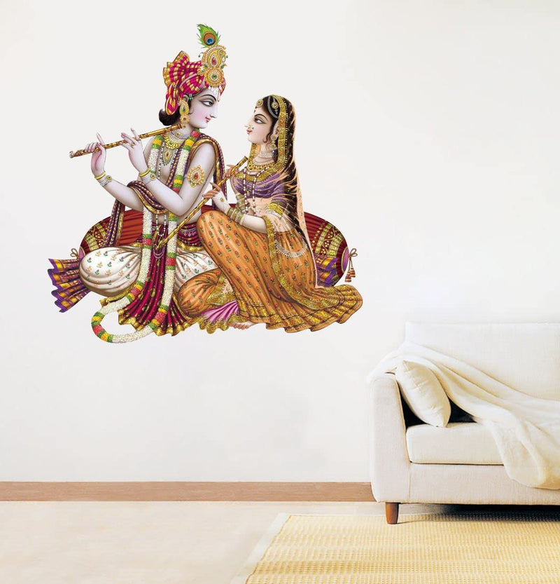 Delight Art Radha Krishna Design Wall Sticker Size - ( 53*54 ) cm Model id - ( DAMC00695L )