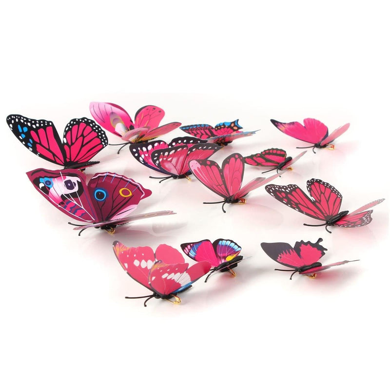 Rangoli Plastic 3D Butterfly Magnet 13 or 15cm Purple with Magnet Pack of 12