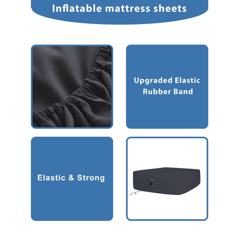 Bedecor Air Bed Sheets for Matrress Cover Removable Bed end Elastic Band Super Soft and Breathable & Deep up to 21" Black Twin