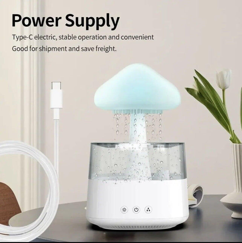 The Artment Your Artistic Apartment Nimbus Rain Cloud Humidifier | Essential Oil Diffuser Humidifier Desk Fountain Bedside Sleeping Relaxing Mood Water Drop Sound - White (Pack of 1)