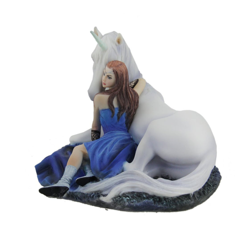 Veronese Resin Statues Anne Stokes Blue Moon Unicorn Hand Painted Fantasy Statue 7.5 X 5.25 X 5.75 Inches Blue