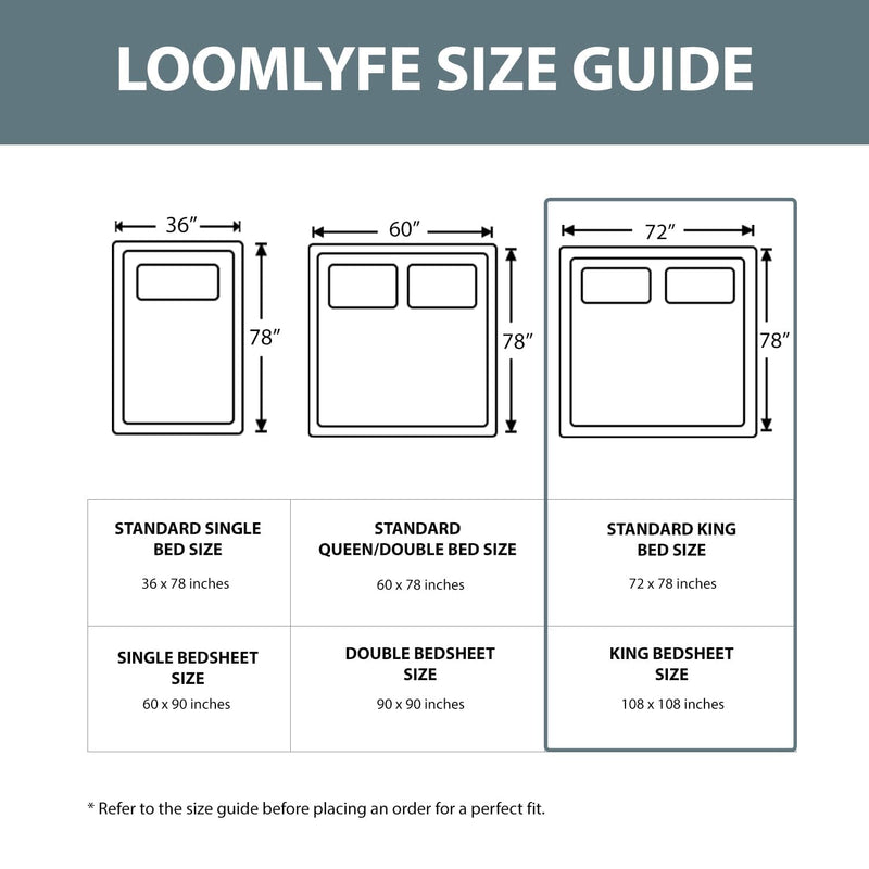 LOOMLYFE XXL Microfiber Soft Cotton Super King Size Bedsheet for Double Bed, King Size 108 Inches X 108 Inches, 9 Feet, 275 X 275 cm with 2 Large Size Pillow Covers Without Joint - SkyBlueFlower