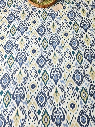 Feels Like Home 240 TC 100% Cotton Super King Size Bedsheet, 1 Bedsheet and 2 Pillow Covers, Block Printed, Olyander Collection - Blue Ikkat Print,108 x 108 Inch, Jaipuri Bedsheet