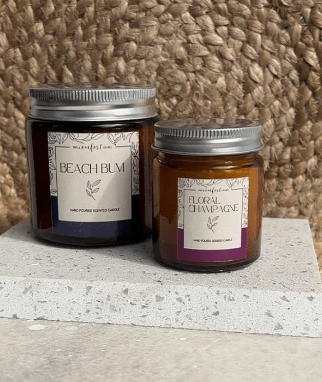 Big Beach Bum+ Small Floral Champagne Scented Jar Candles Combo Set of 2 for Bathroom & Bedroom