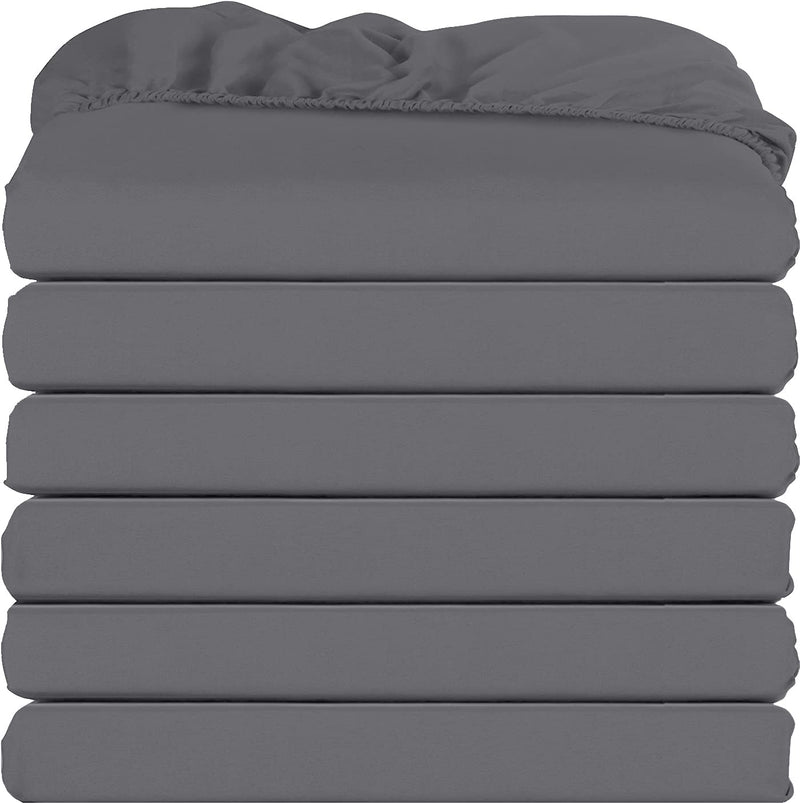 Utopia Bedding Fitted Sheets - Pack of 6 - Soft Brushed Microfiber - Deep Pockets, Wrinkle, Shrinkage & Fade Resistant - Easy Care (King, Grey)