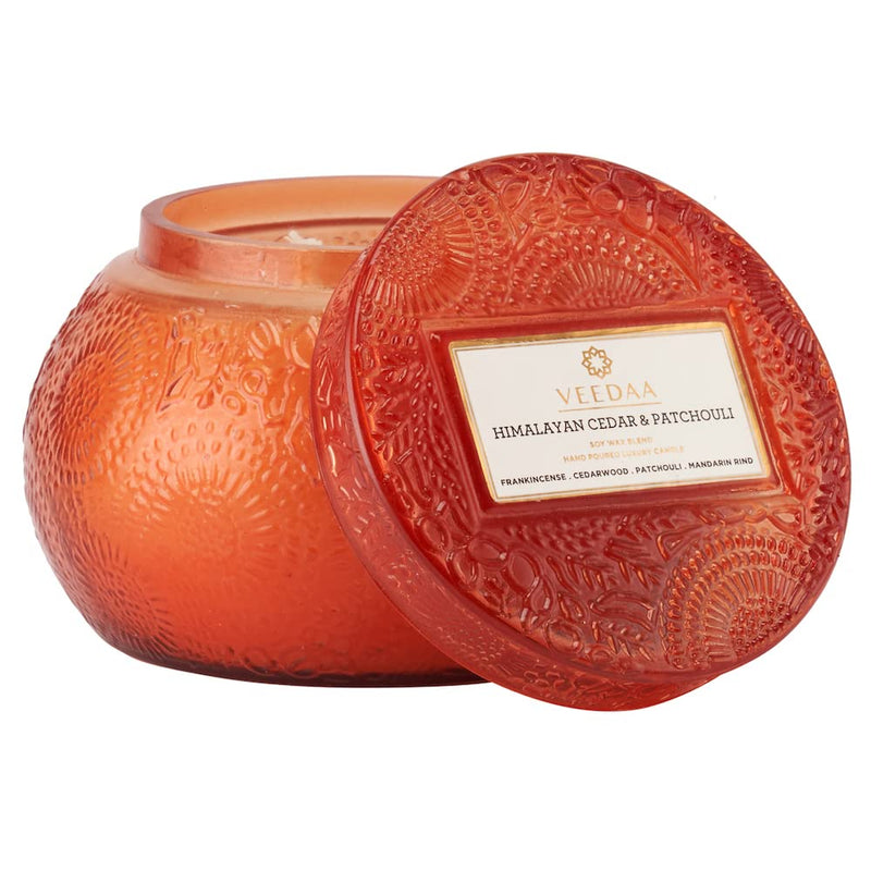 VEEDAA Himalayan Cedar & Patchouli Soy Wax Dune Glass Scented Candle (Burns 55 Hours)