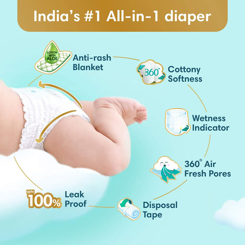 Pampers Premium Care Pants Style Baby Diapers, Small (S) Size, 70 Count, All-in-1 Diapers with 360 Cottony Softness, 4-8kg Diapers