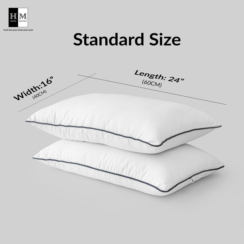 HOMEMONDE Microfiber Pillows Pack Of 2 Super Soft Sleeping Bed Pillow Comfy, Set Of 2 Pieces, 16 X 24 Inches, White