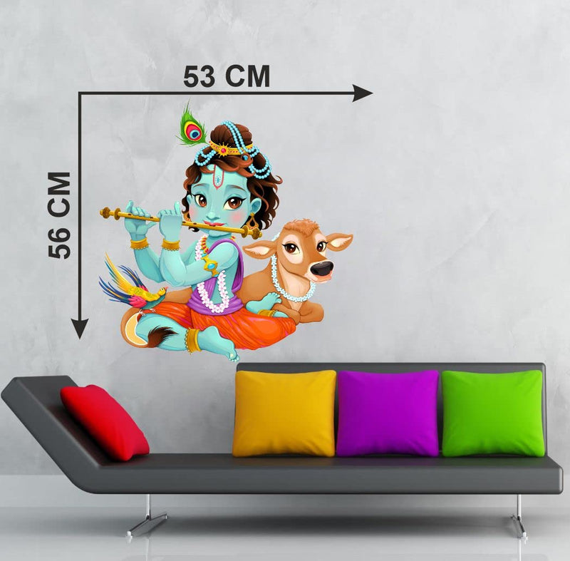 Delight Art Little Shree Krishna Design Wall Sticker Size - (63 * 56) cm Model id - (DAMC00592L)