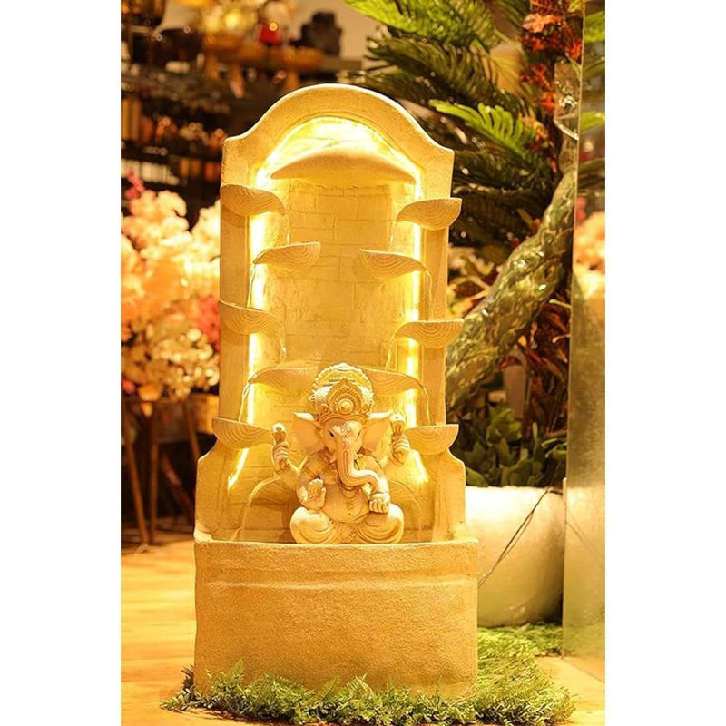 Shawshank Water Fountain Diya Ganesh 48 Inch Water Fountain Indoor Outdoor Fountain Home Office Living Room Dcor with LED Lights and Water Pump