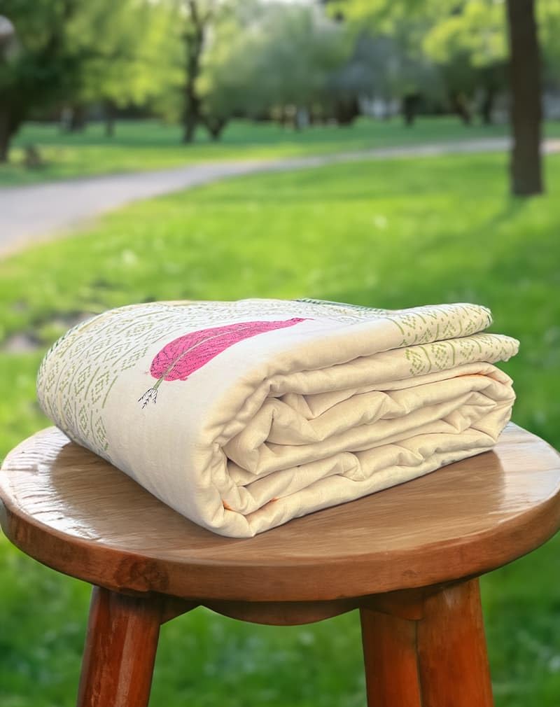 THE JAIPUR WALA Organic Mulmul Cotton Dohar AC Blanket - Peony