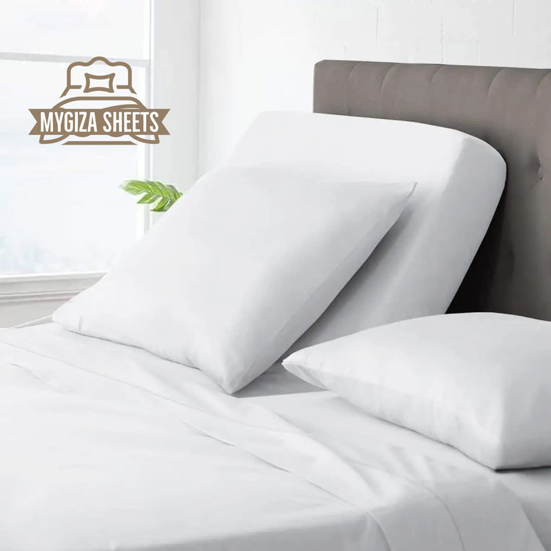 Top Split King Sheets Sets for Adjustable Bed-Sleep Number Sheets Split Top King-King 34" Top Split King Sheets -4 Pcs Set Split Top King Sheets 100% Giza Egyptian Cotton Upto15-18" Deep (White )