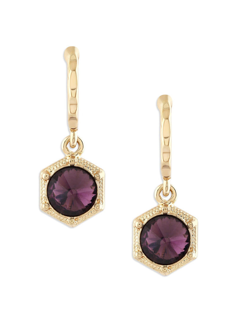 Zaveri Pearls Purple Stone Embellished Contemporary Drop Earrings For Women-ZPFK17220