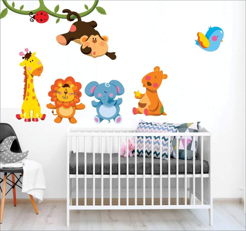 AH Decals Animated Wall Sticker for Kids Room Play School Stickers PVC Vinyl (65 X 50 cm) with Elephant Wall Sticker 65 X 50 cm