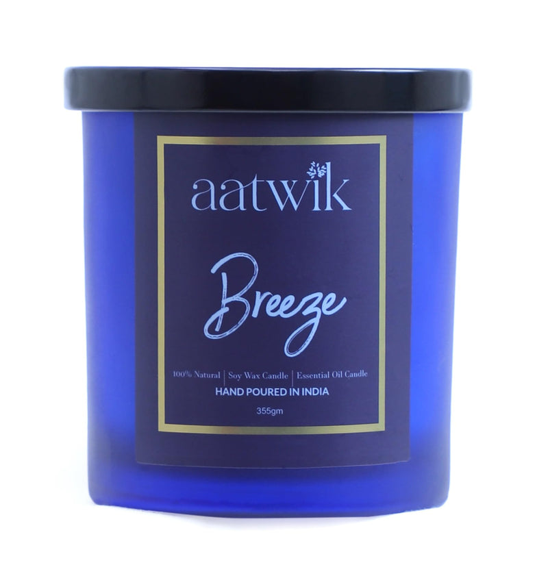 Aatwik Breeze Scented Soy Wax Candle with Upto 70 Hr Burn Time Essential Oils Fragrance Jar Candle (350 gm)